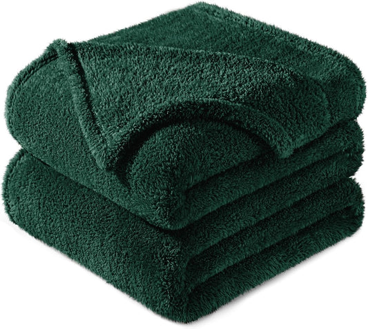 Exclusivo Mezcla King Size Flannel Fleece Blanket, Super Soft Velvet Plush Bed Blanket, Fuzzy Cozy and Warm for All Seasons, 90x104 Inches, Forest Green