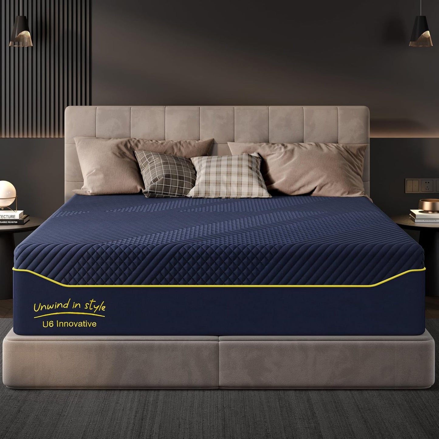 Gel-Infused Memory Foam Mattress 14 Inch Queen Size,Medium Soft with Removable Washable Cover Cooling Gel Bed in a Box,CertiPUR-US Certified,60"X80"X14" Navy Blue