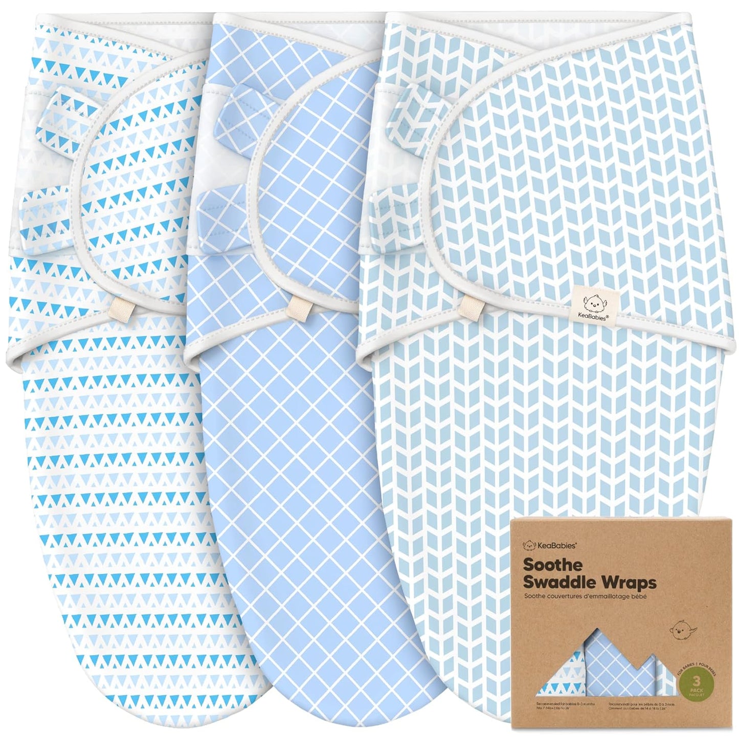 KeaBabies 3-Pack Organic Baby Swaddle Sleep Sacks - Swaddles for Newborns, Infant 0-3 Months, Baby