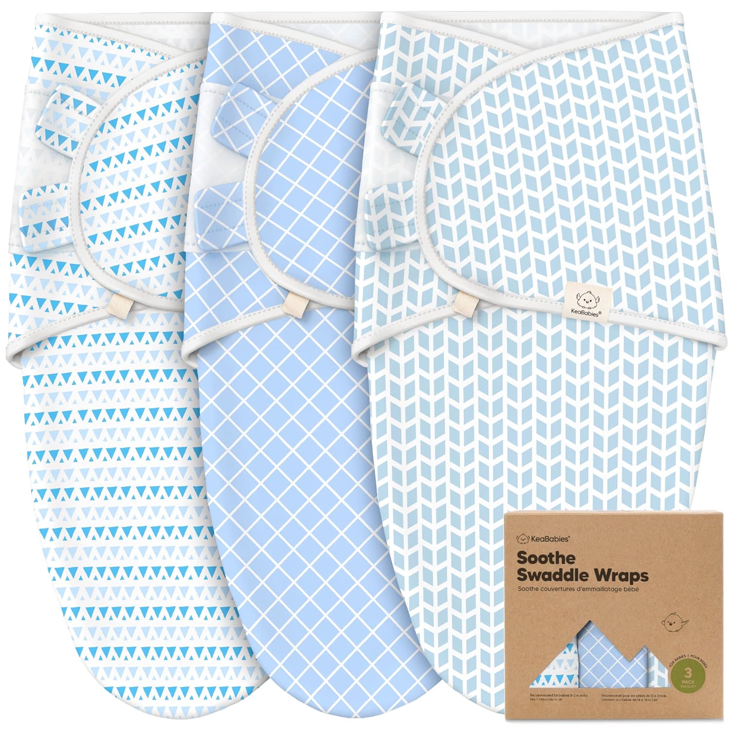 KeaBabies 3-Pack Organic Baby Swaddle Sleep Sacks - Swaddles for Newborns, Infant 0-3 Months, Baby