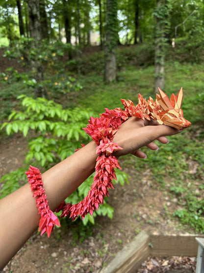 Crystal Dragon - Articulated Flexi Dragon - 3D Printed Gift (Adult, Red/Gold)