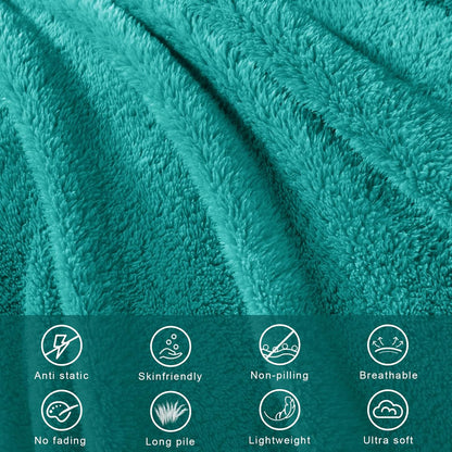 Exclusivo Mezcla Queen Size Flannel Fleece Blanket, Super Soft Velvet Plush Bed Blanket, Fuzzy Cozy and Warm for All Seasons, 90x90 Inches, Teal