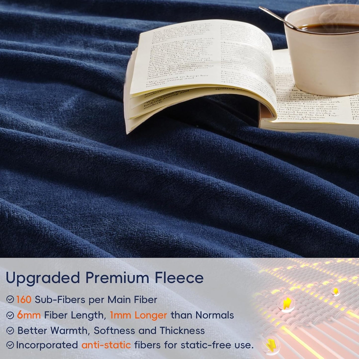 PHF Ultra Soft Fleece Blanket King Size, No Shed No Pilling Luxury Plush Cozy 300GSM Lightweight