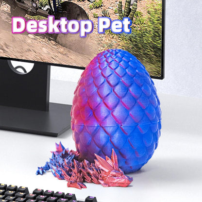 Dragon Egg - 3D Printed Egg with Flexible Dragon Inside, 3D Printed Gift, Articulated Dragon Egg Fidget Toy, Easter Egg ,Figurine Decor (12” Dragon)