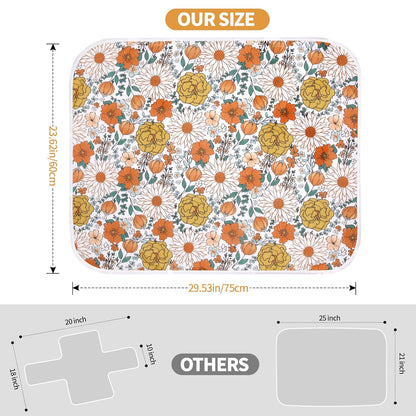 Diaper Changing Pads for Baby, Flower Change Mat, 3Layers Waterproof Change Pad Foldable Absorbent Mats for Women, Reusable Incontinence Underpads for Patient 24''x30'' (Daisy Flower)