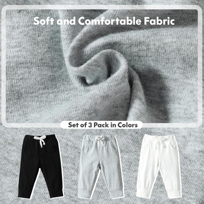 DREAM BUS Pack of 3 Toddler Jogger Pants with Pocket Toddler Boy Sweatpants Baby Boy Pants Infant Newborn Leggings