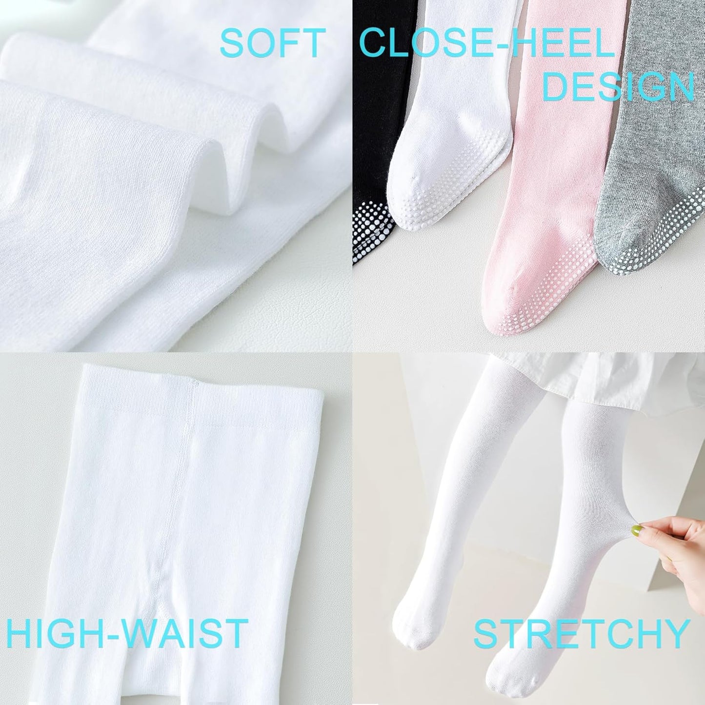 Baby Tights Non Slip Toddler Stockings Tights with Grippers Seamless Soft Cotton Knit Leggings Newborn