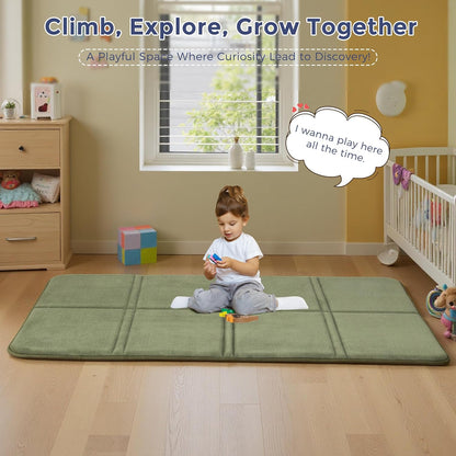 MAXYOYO 1.2" Thick Baby Play Mat for Floor, 36"x60" Foldable Playpen Mat, Tummy Time Foam Mats Ultra Soft Support, Padded Carpet with Non-Slip Backing for Infant,Kids and Toddler Crawling, Green