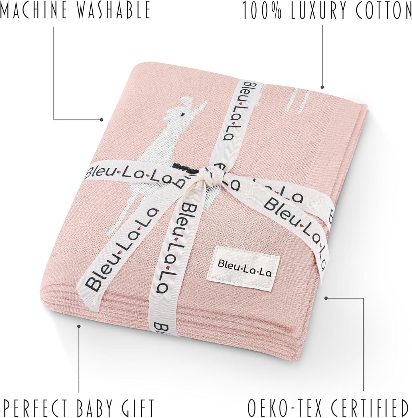 Knit Swaddling Baby Blanket - 100% Fine Loomed Cotton Cozy Receiving Cuddle Stroller Crib Swaddling