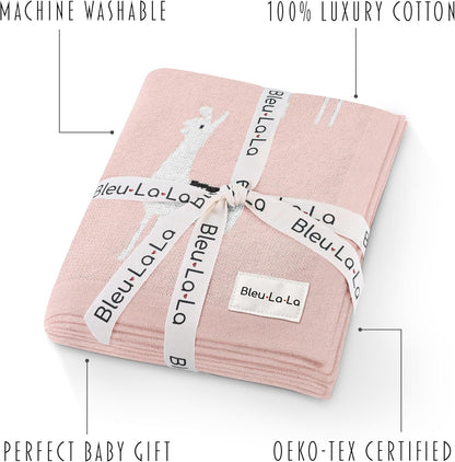 Knit Swaddling Baby Blanket - 100% Fine Loomed Cotton Cozy Receiving Cuddle Stroller Crib Swaddling