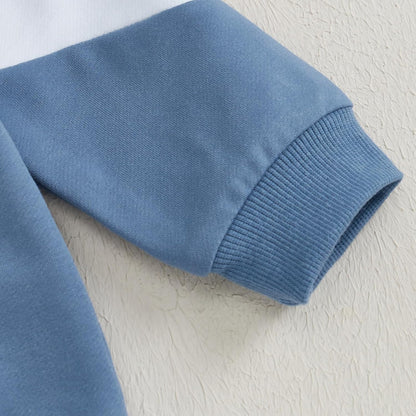 Kupretty Toddler Baby Boy Fall Winter Clothes Color Block Long Sleeve Sweatshirt Pullover Tops + Joggers Pants Outfit Set