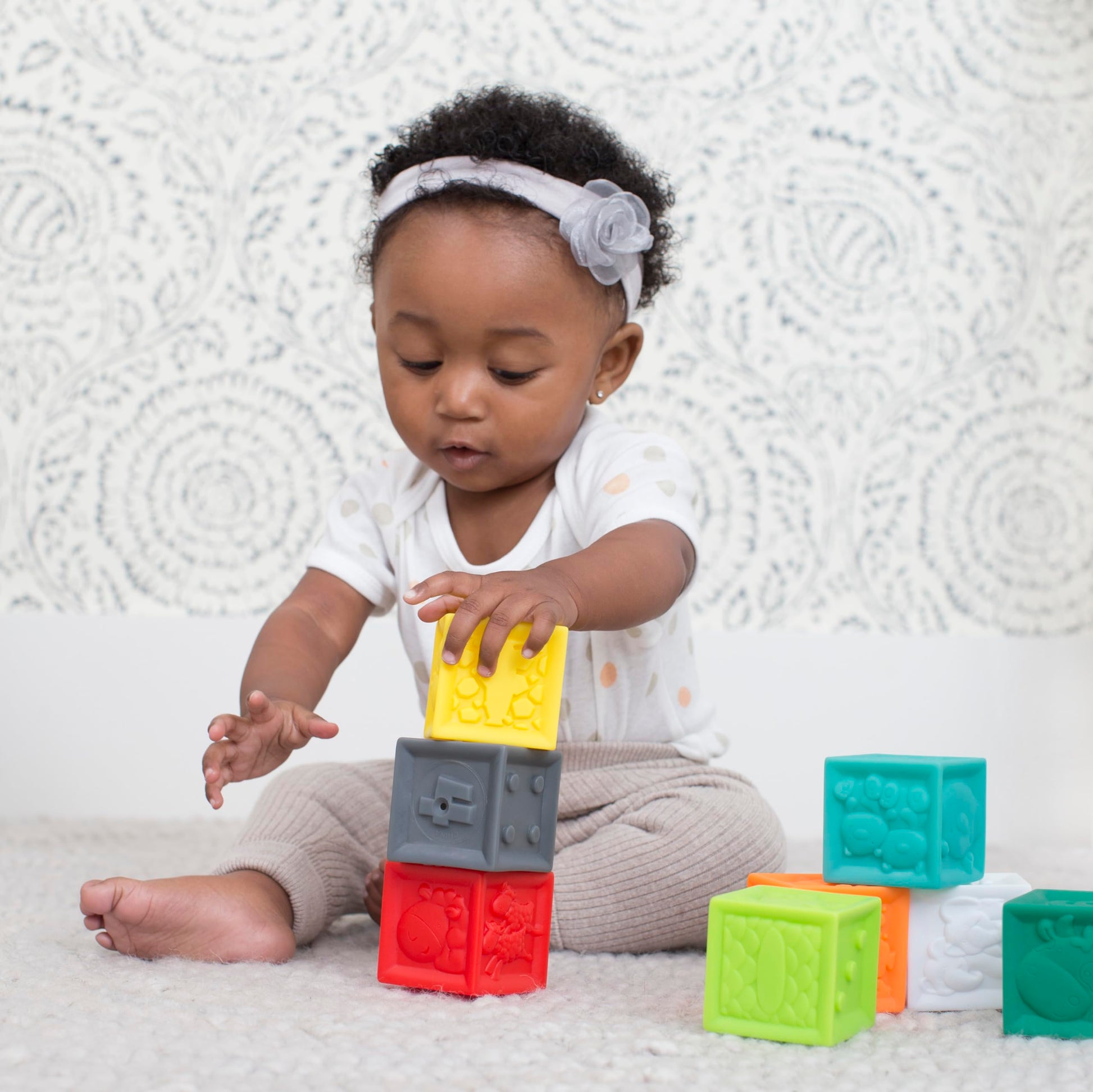 Infantino Squeeze and Stack Block Set, Soft Blocks, 6+ Months