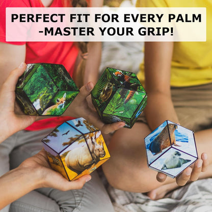 SHASHIBO Shape Shifting Box - Award-Winning, Patented Fidget Cube w/ 36 Rare Earth Magnets - Transforms Into Over 70 Shapes, Download Fun in Motion Toys Mobile App (Wild Series - Arctic)