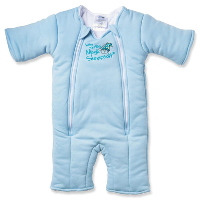 Baby Merlin's Magic Sleepsuit - Cotton Baby Swaddle Transition Product - Soft and Breathable Design, Double Zipper for Easy Diaper Changes, Promotes Safe Sleep - Blue - Large 18-21lbs