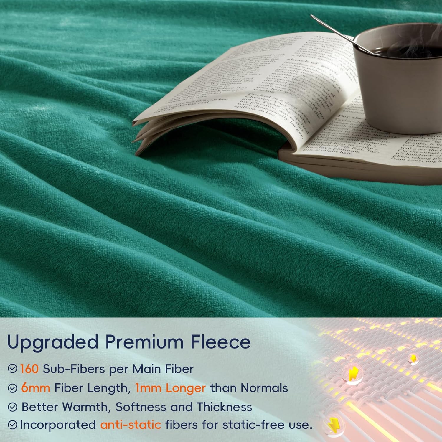 PHF Ultra Soft Fleece Blanket King Size, No Shed No Pilling Luxury Plush Cozy 300GSM Lightweight