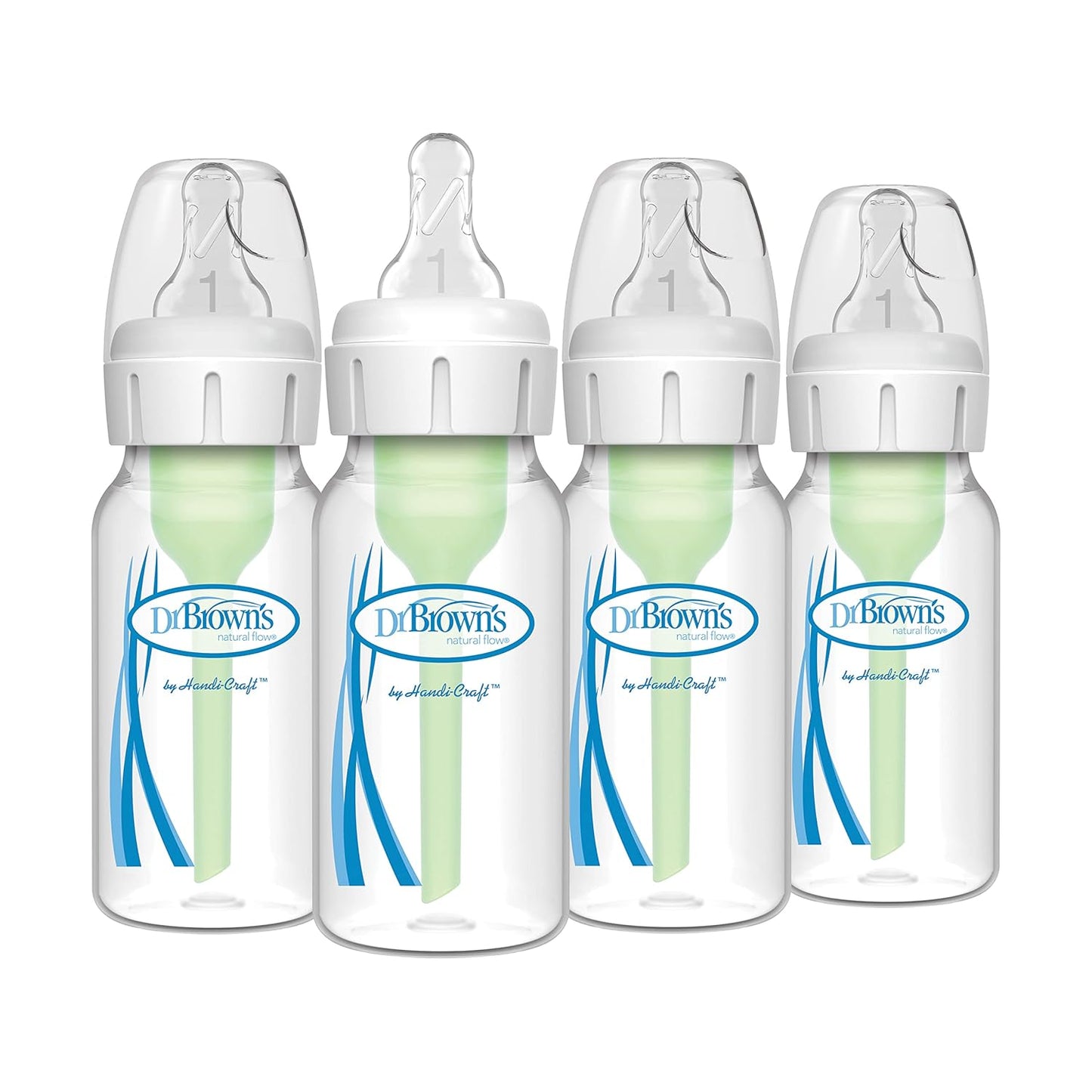 Dr. Brown's Natural Flow Anti-Colic Options+ Narrow Baby Bottle, 4 oz/120 mL, with Level 1 Slow