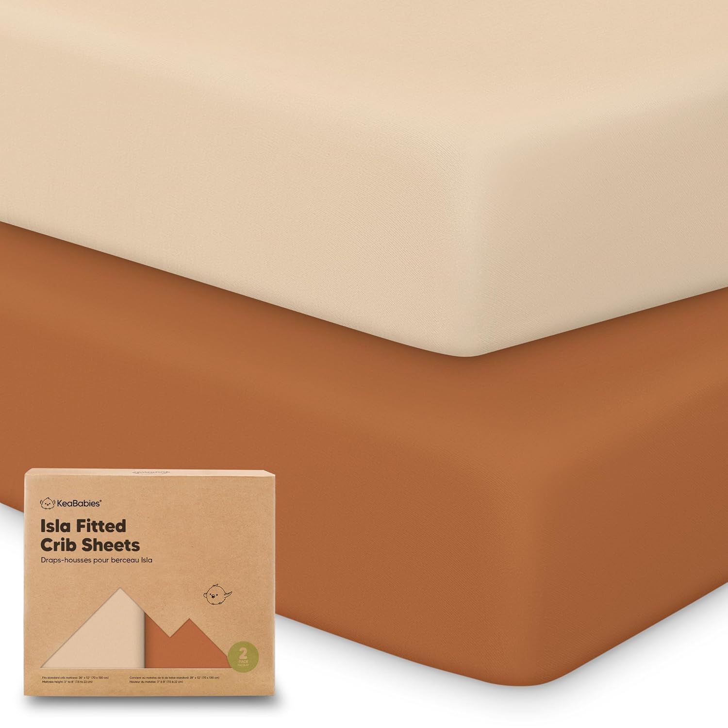 KeaBabies 2-Pack Baby Crib Sheets for Boys, Girls - 52x28 Viscose Derived from Bamboo Toddler Bed