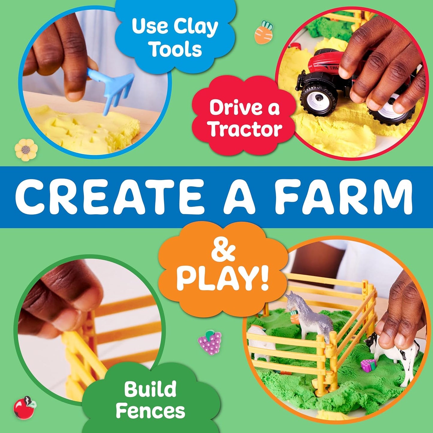 Creativity for Kids Sensory Pack: Farm, Sensory Toys for Toddlers 3-4+, Pretend Play Farm Animals Toys for Kids, Toddler Travel Toys and Activities