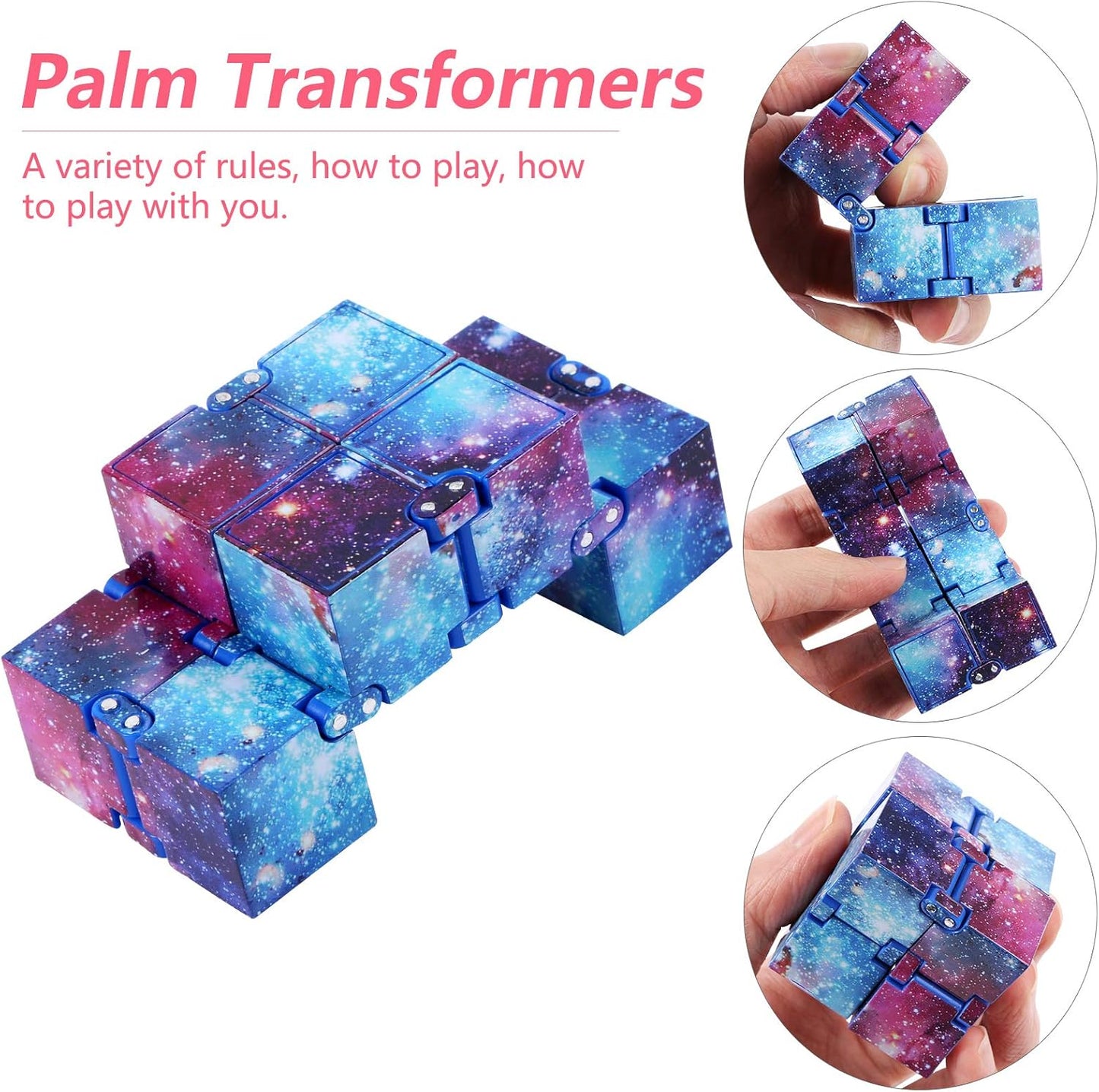 Infinity Toy Cube for Kids and Adults, Stress and Anxiety Relief Cool Hand Mini Kill Time Toys Infinite Toy Cube for Add, ADHD (Galaxy Space)