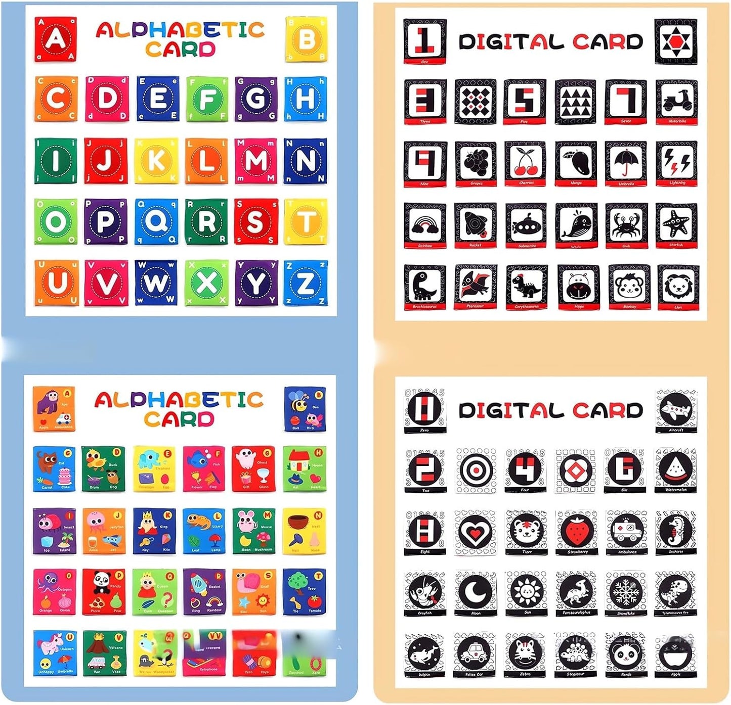 Early Childhood Enlightenment 26 Pieces Toddler Soft Alphabet ABC Letter Number Flash Cards Baby Cloth Bath Book Infant Crinkle First Toys Sensory Learning Flashcards (Letter)