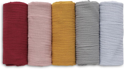Muslin Receiving Blankets, Neutral Blanket Swaddling for Newborn Boys and Girls, 5 Pack Breathable