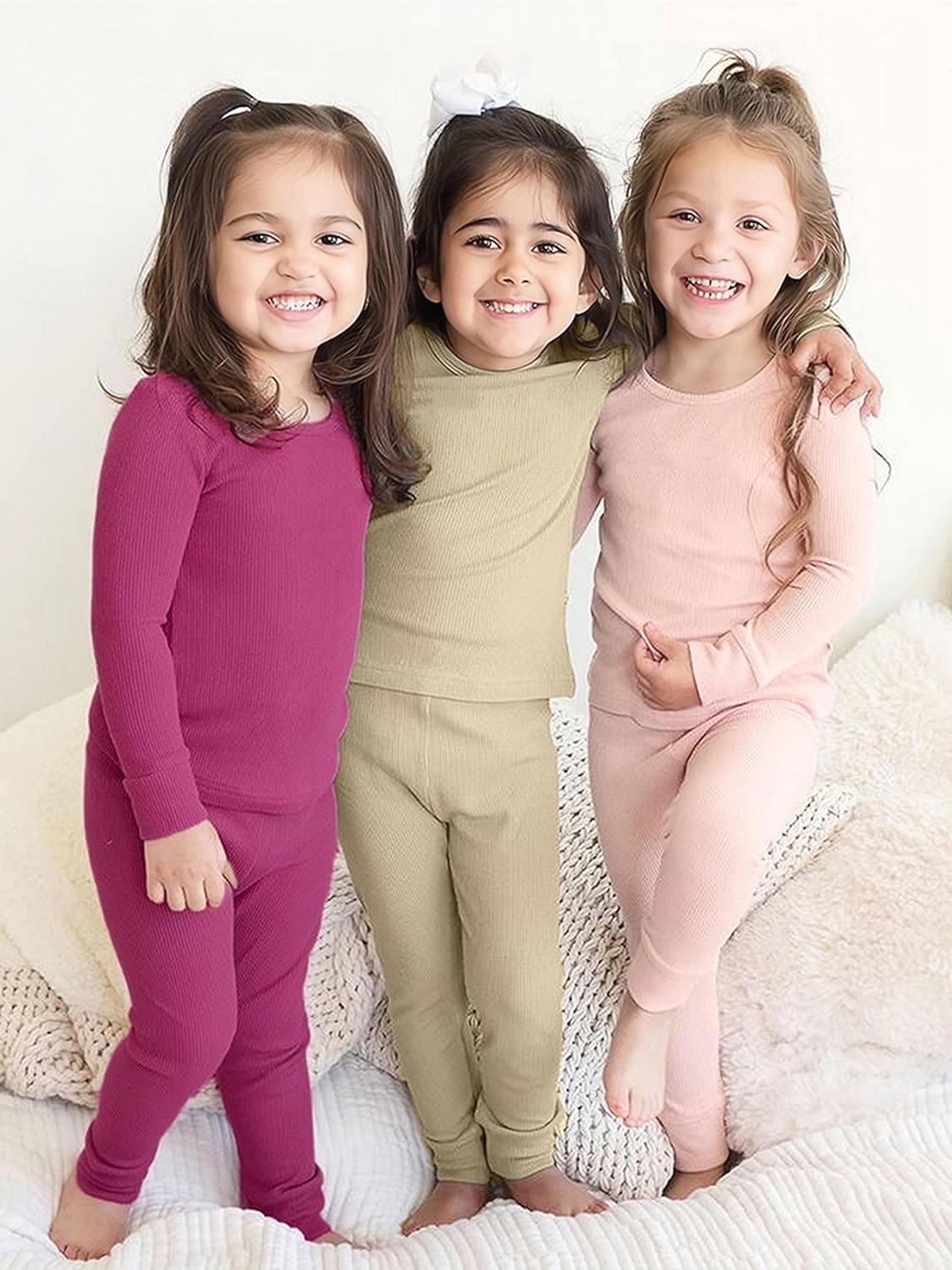 BABY 2T-10Y Toddler Kids Girls Boys Soft Comfy Viscose 2pcs Set Long Sleeve Plain Shirts and Pants Sets