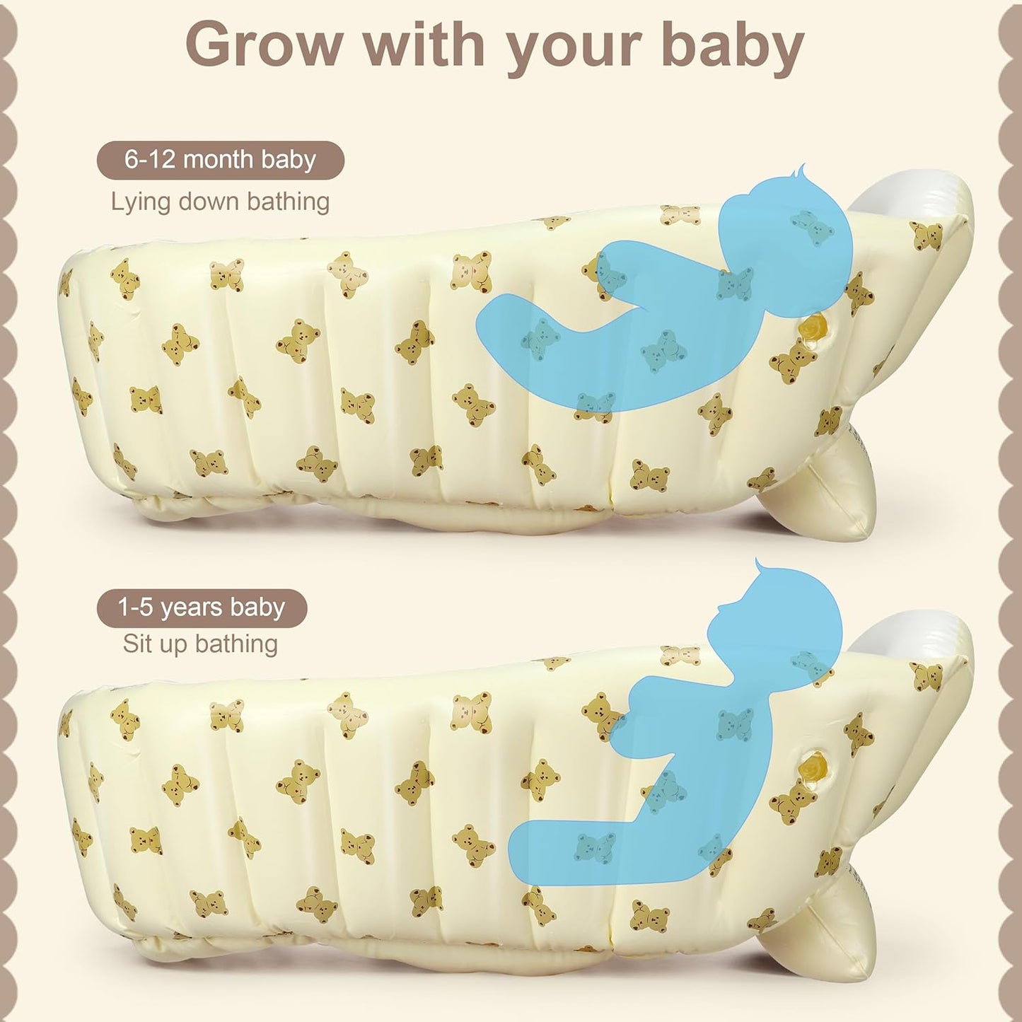 Mink Newborn to Toddler Bath Tub,Inflatable Baby Bathtub with Built-in Air Pump,Portable Travel