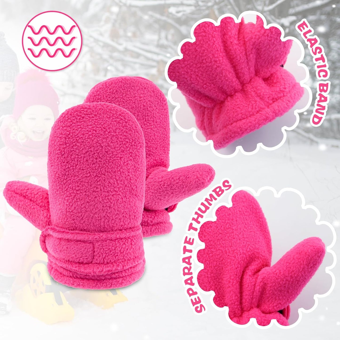 BAVST Baby Toddler Winter Mittens Girls Warm Fleece Lined Gloves Kids Sherpa Lined Mittens for Boys