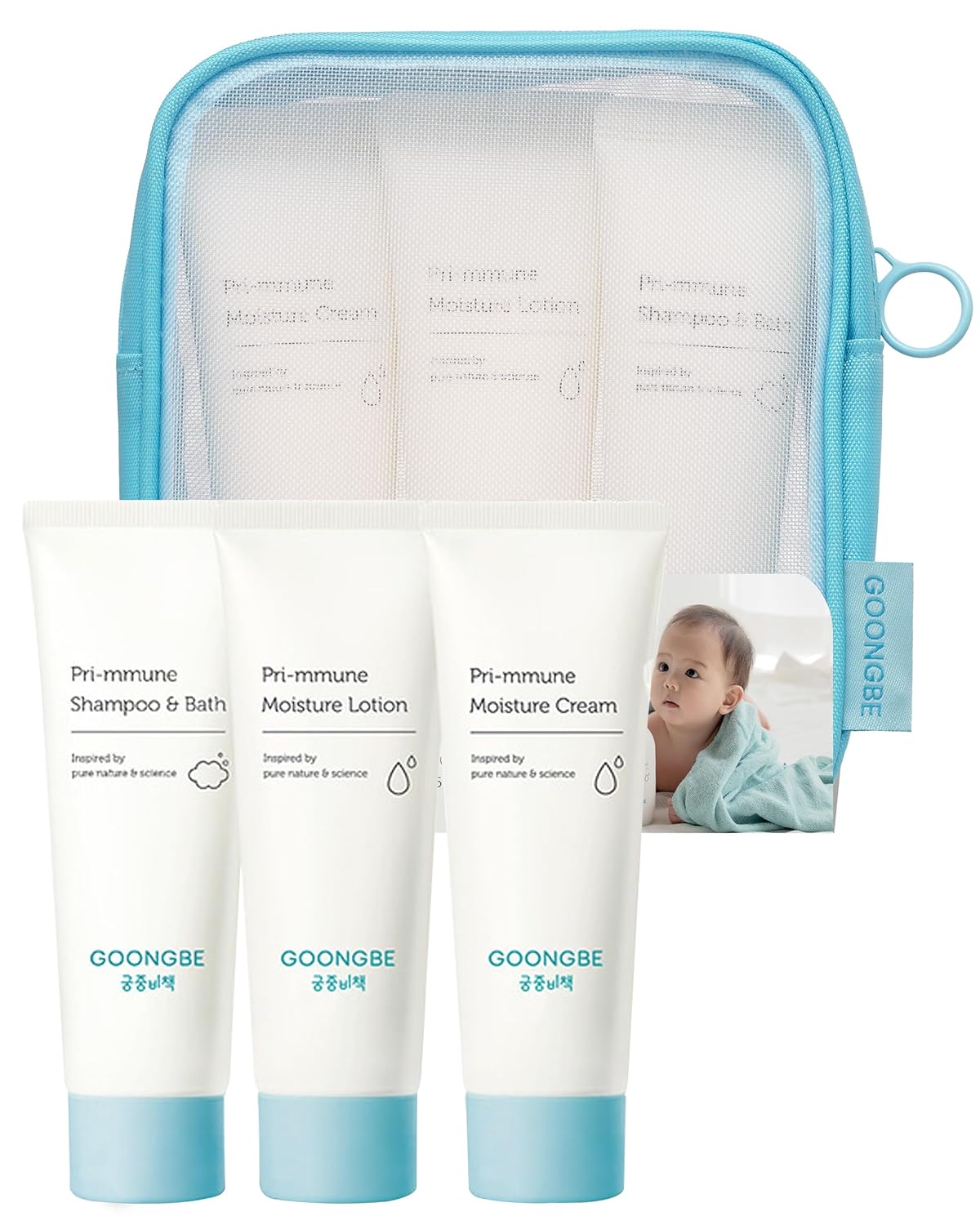 Baby Skincare Travel Set - Korean Baby Skincare & Bath Time Essentials - Shampoo & Bath, Moisutre