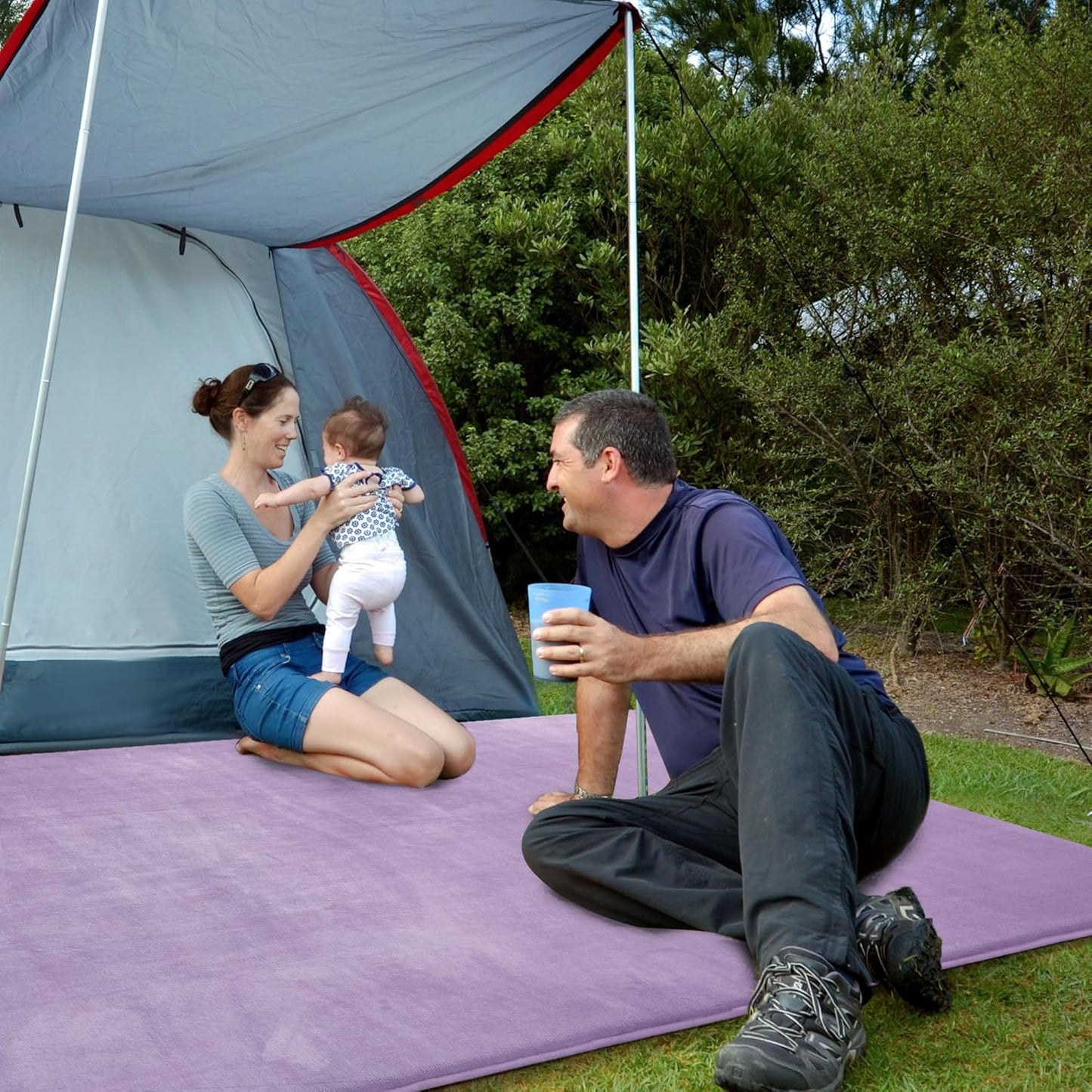 BALAPET Thick Memory Foam 71x59 Play Mat for Playpen, Super Soft Velvet Portable Baby Playpen Mat for Kids Toddler Crawling and Play, Non-Slip Bottom Playmat, Purple