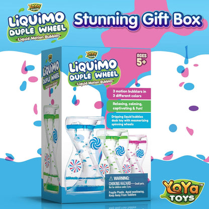 YoYa Toys Liquimo Liquid Motion Bubbler Duple Wheel for Kids and Adults - Satisfying Toys for Stress and Anxiety Relief - Fidget Toy Can Be Used as a Colorful Kitchen Timer - 3 Pack