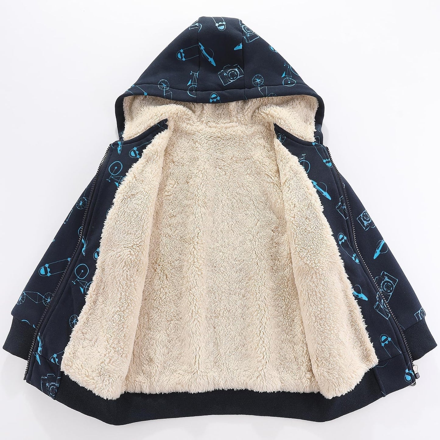 Bumeex Kids Boy's Girl's Sherpa Fleece Lined Jacket Spring Fall Winter Zip up Sweatshirt Hoodie 2-14Y(Toddler/Kid)