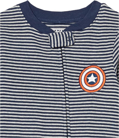 Amazon Essentials Disney | Marvel | Star Wars Unisex Babies' and Toddlers' Snug-Fit Cotton Footed Pajamas, Multipacks