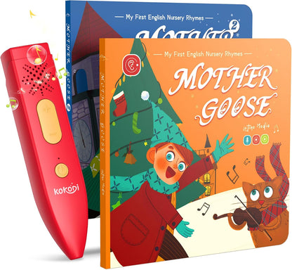 KOKODI Talking Pen Books Set, Interactive Audio Nursery Rhymes with Learning Pen, Educational Sensory Toy, Early Learning Gift for Toddlers Kids, Birthday & Christmas Gifts for Boys Girls Age 2-6