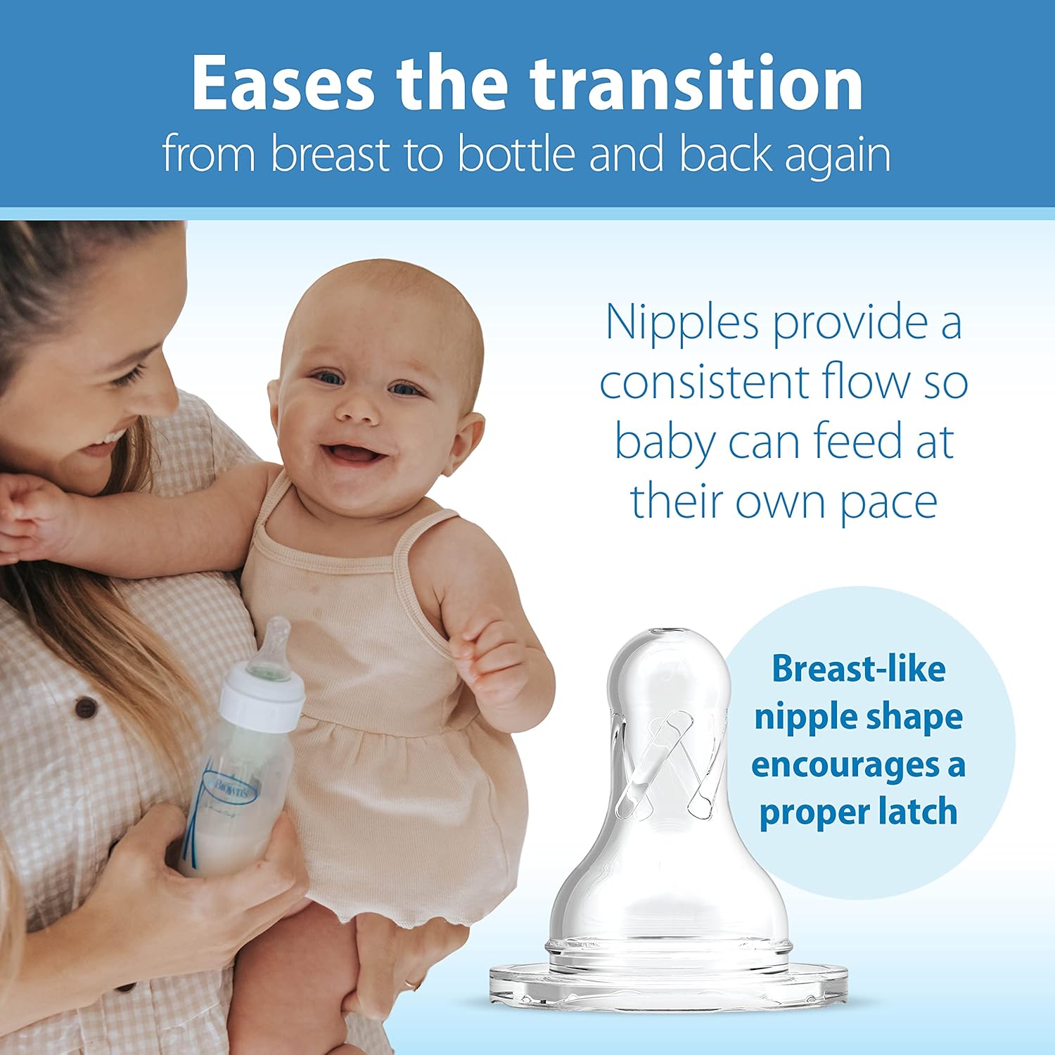 Dr. Brown's Natural Flow Anti-Colic Options+ Narrow Baby Bottle, 2 oz/60 mL, with Preemie Flow