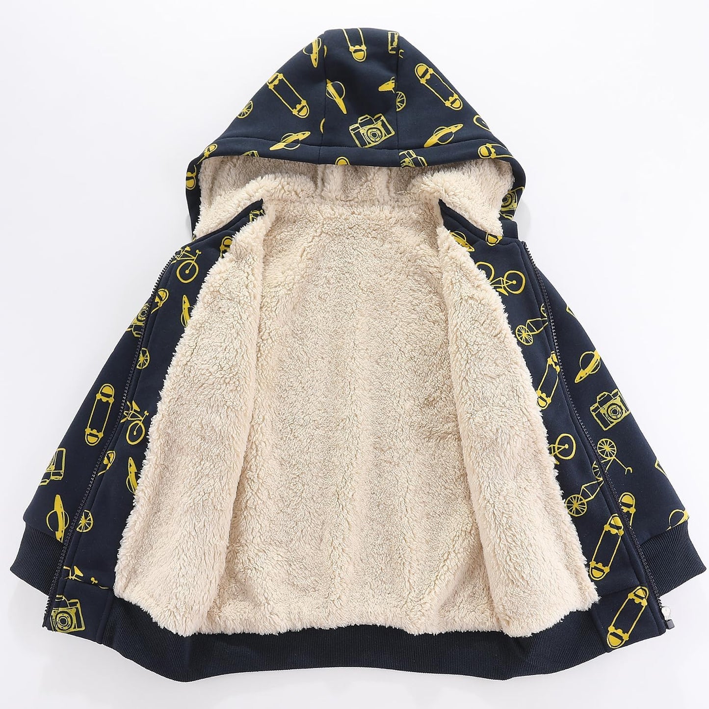 Bumeex Kids Boy's Girl's Sherpa Fleece Lined Jacket Spring Fall Winter Zip up Sweatshirt Hoodie 2-14Y(Toddler/Kid)