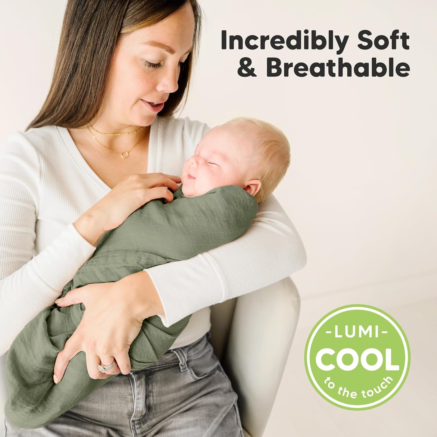 4-Pack Muslin Swaddle Blankets for Boys, Girls - Organic Baby Swaddles for Newborns, Soft &