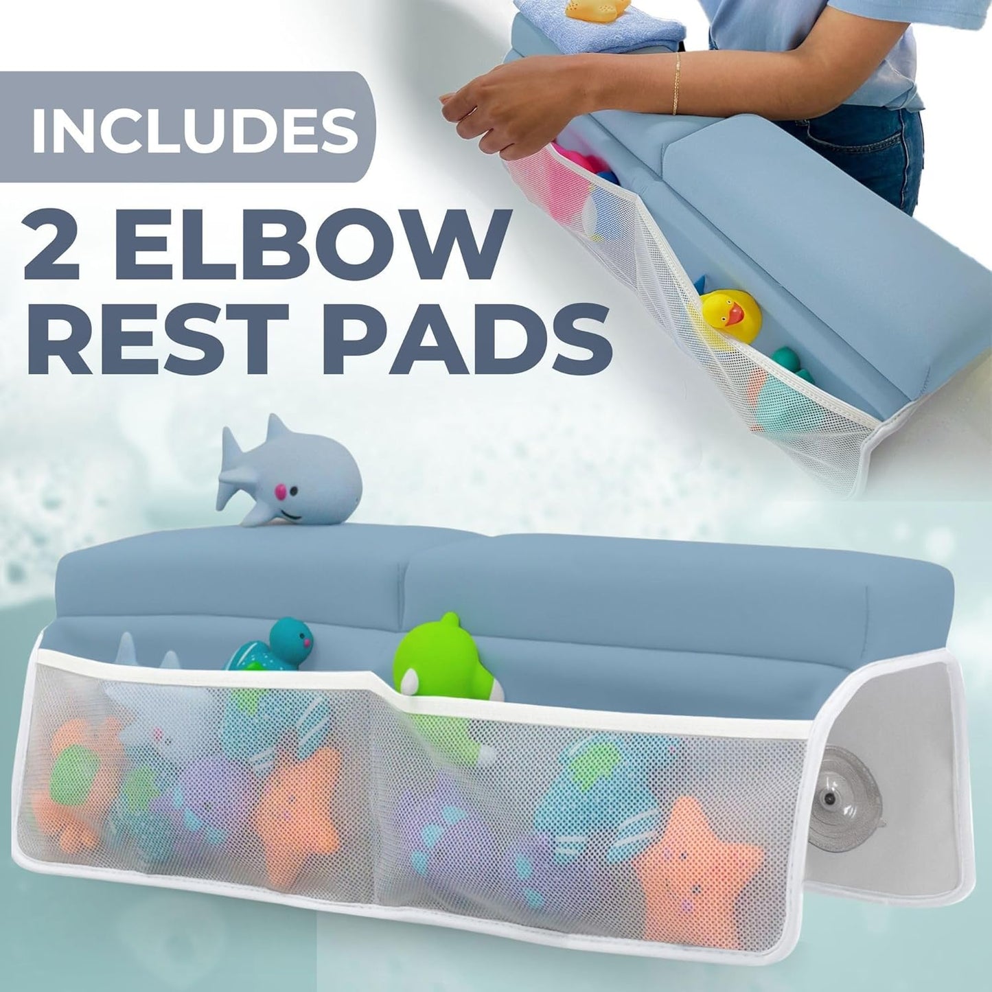 Comfortable Baby Bath Kneeler and Elbow Rest Pad Set – Thick Memory Foam Bath Kneeling Pad with