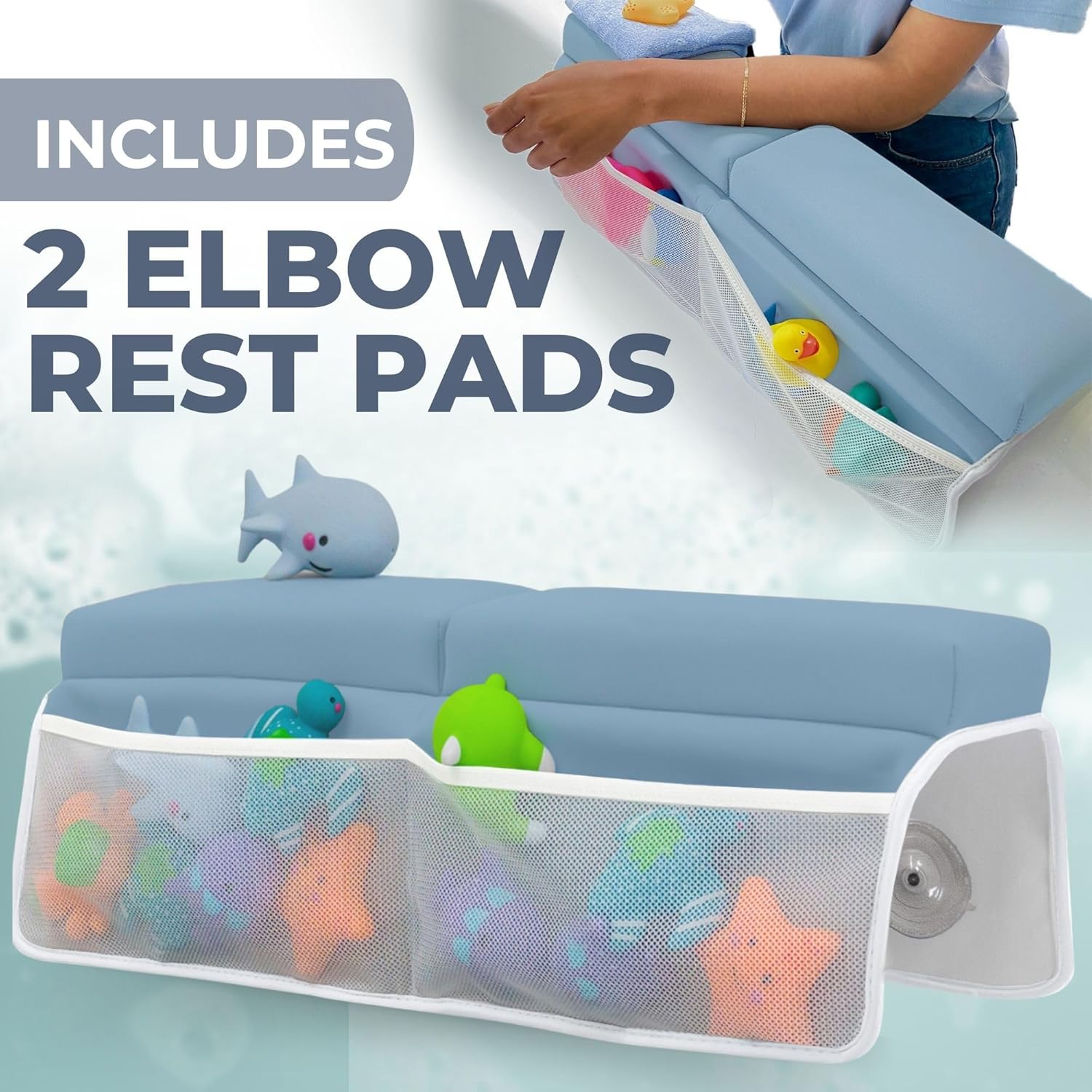 Comfortable Baby Bath Kneeler and Elbow Rest Pad Set – Thick Memory Foam Bath Kneeling Pad with