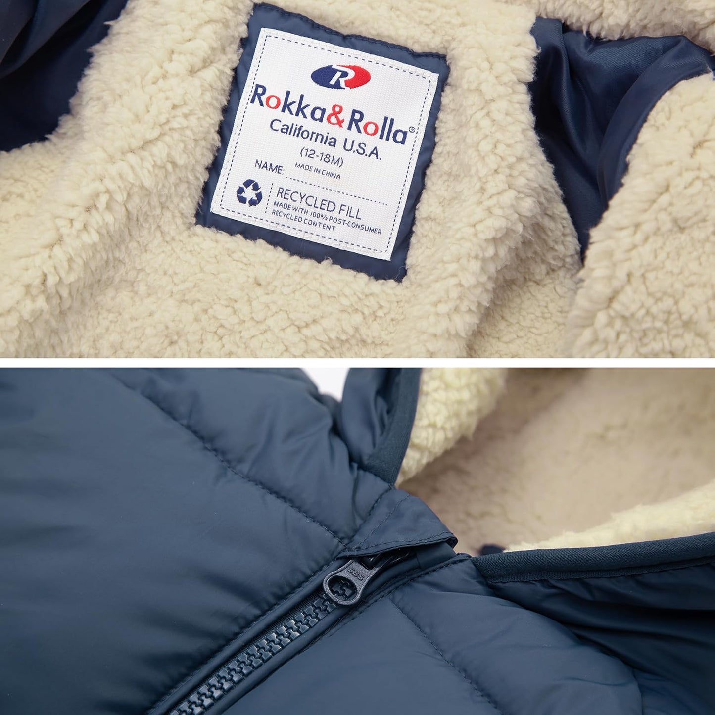 Rokka&Rolla Baby Boys' Water-Resistant Sherpa Fleece Lined Puffer Jacket Winter Coat for Newborn Infants Toddler