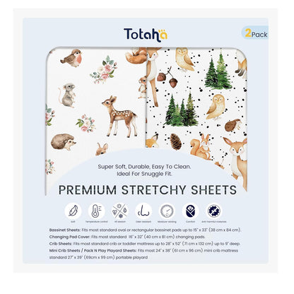 TotAha Changing Pad Cover, Buttery Soft Diaper Changing Pad Covers for Girls Boys, Super Stretchy Jersey Knit Changing Table Covers, 5'' Deep Pocket, 2 Pack