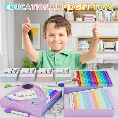 Math Games for Kids - Flash Cards for Kids - Pop it Practice with Addition, Subtraction, Multiplication & Division - Ideal for Math Learning and Skill Building.