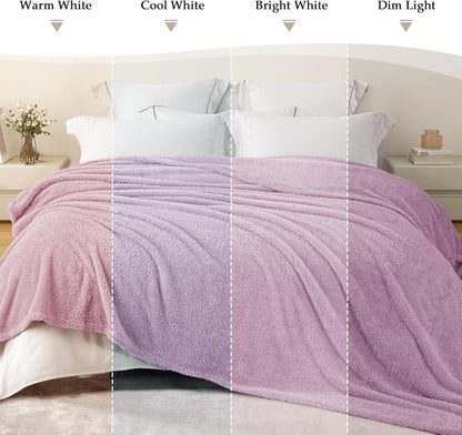 Exclusivo Mezcla Fleece Blanket for Couch, Soft and Cozy King Blankets for Women Men Girls Kids, Suitable for All Seasons, Light Purple, 90x104 Inches