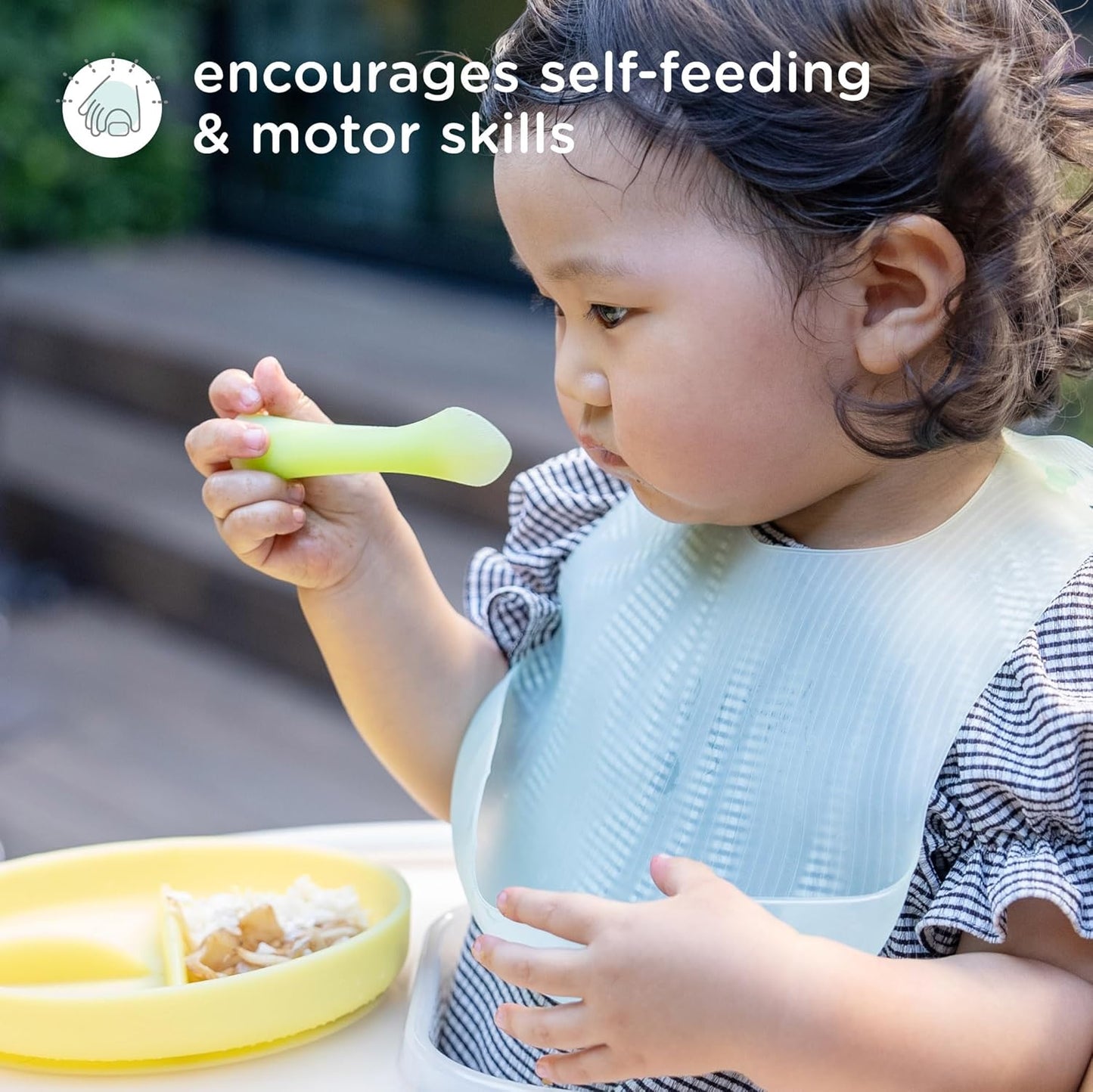 Olababy 100% Silicone Soft-Tip Training Spoon for Baby Led Weaning 2pack (Lemon/Coral)