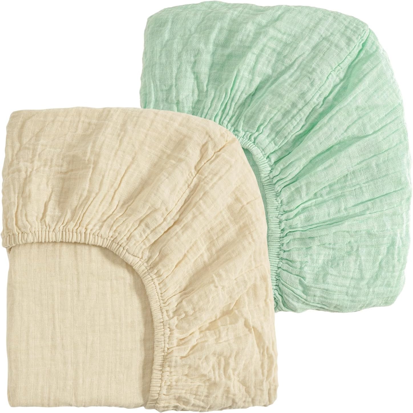 david's kids Muslin Mini Crib Sheets, 2 Pack Cotton Pack N Play Sheets for Boys Girls Neutral, Soft