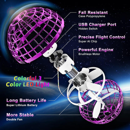 semai Flying Orb Ball Toys, 2023 Cosmic Globe Boomerang Soaring Hover Ball Galactic Fidget Spinner, Hand Mini Drones, Cool Toys Gift for 6 7 8 9 10+ Year Old Boys Girls Teens Indoor Outdoor Toys