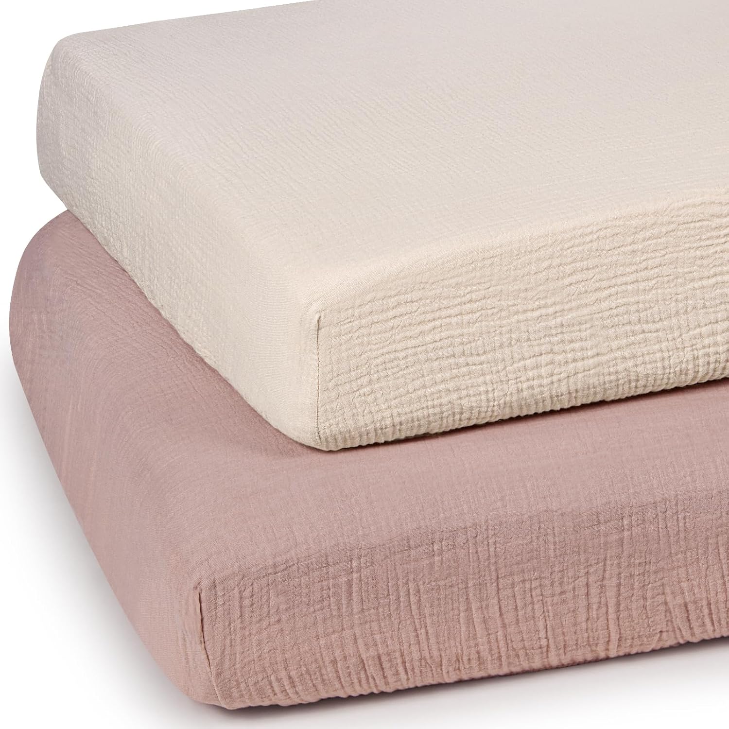 lulumoon Mini Crib Sheets Muslin: Soft Cotton Fitted Mini Crib Mattress Sheets for Boys and Girls