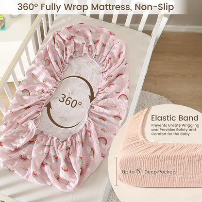 david's kids Muslin Mini Crib Sheets, 2 Pack Cotton Pack N Play Sheets for Boys Girls Neutral, Soft