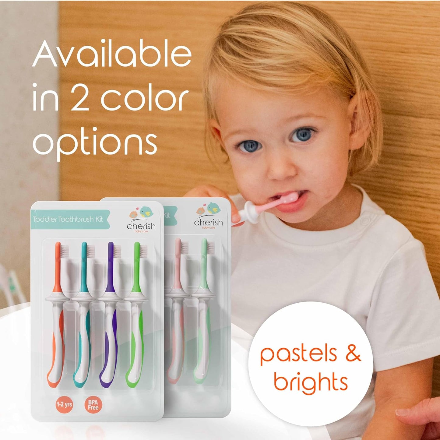 Cherish Baby Care Toddler Toothbrushes 1-2 Years (4-Pack) - BPA-Free & Safety-Tested Kids