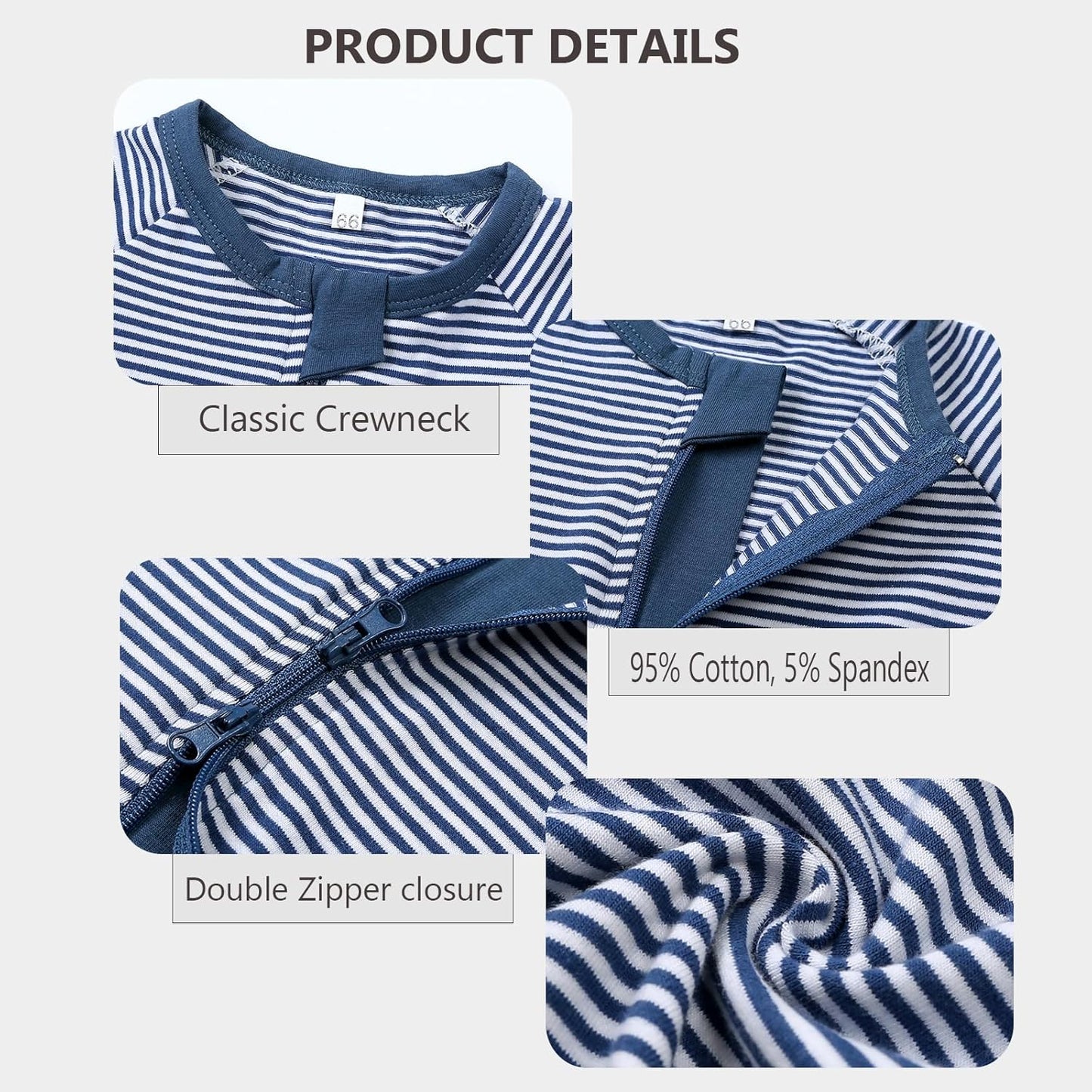 Feidoog Baby Boys 2Pack Rompers Summer Short Sleeve 2 Way Zipper One-Piece Romper Jumpsuit Sleep and Play